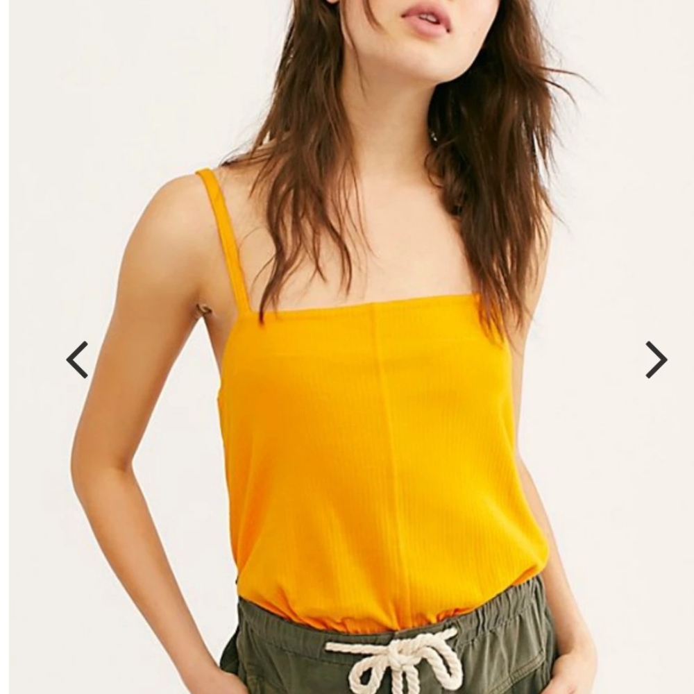 FREE PEOPLE Marissa Ribbed Bodysuit In Tangerine